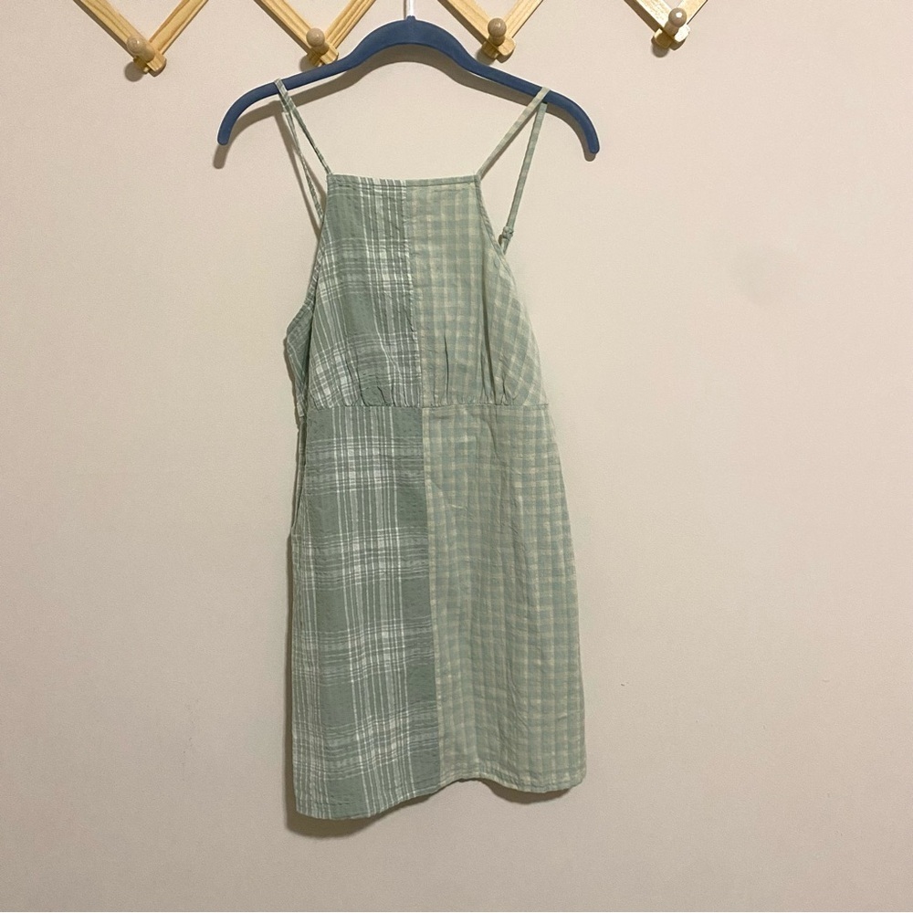NWT American Eagle Mint Green Plaid Mini Dress Small